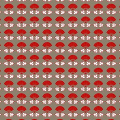Red and gold Chinese fan seamless pattern