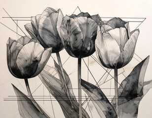 Monochromatic tulips with geometric overlay