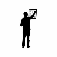 Silhouette of analyst examining ai workflow charts on a screen