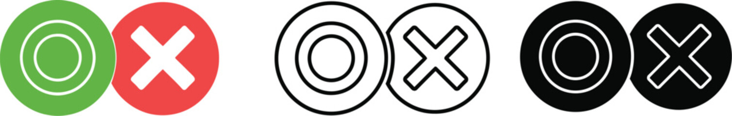 Obraz premium Check mark cross icon vector illustration right and wrong symbol