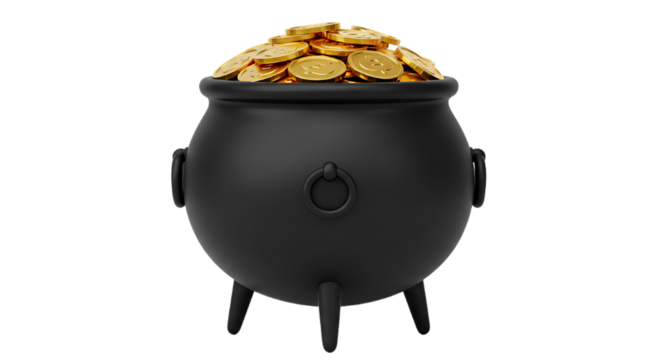 clean stylish elegant modern detailed professional high quality Pot filled with gold coins
