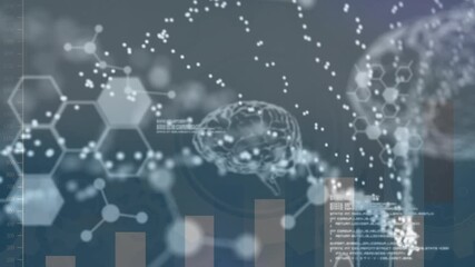 Animation of dna strand over data processing - Powered by Adobe
