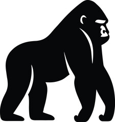 Gorilla silhouette, black minimal, vector transparent