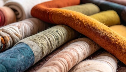 Organic Cotton Fabric Rolls: Soft Textured Weave in Warm Earth Tones