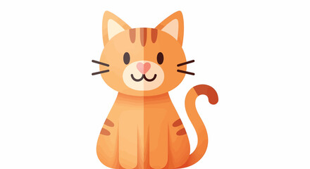 Fototapeta premium Charming orange tabby cat illustration with cute whiskers sitting happily. A delightful cartoon feline character design, isolated on a simple white background