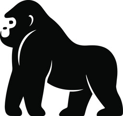 Gorilla silhouette, black minimal, vector transparent
