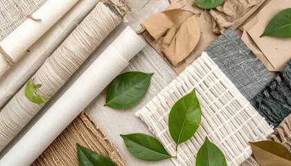 Organic Linen Fabric with Hand-Drawn Botanical Designs