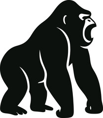 Gorilla silhouette, black minimal, vector transparent
