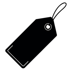 Simple Black Price Tag Icon with String for Retail or Product Identification on white background