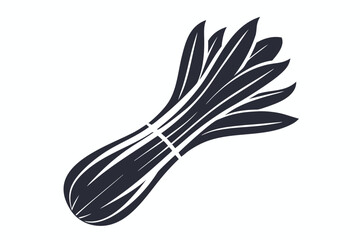 Chicory Bundle of Green Leaves Silhouette with White Background Element