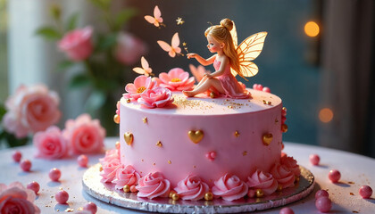 Birthday cake with animated princess character