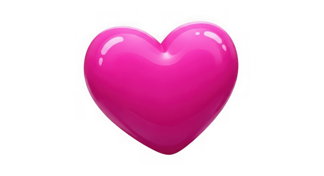 A bright pink heart shape isolated on transparent background
