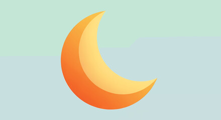Stylized Crescent Moon Graphic Icon with Warm Gradients on a Soft Sky Blue Background Symbolizing Nighttime Serenity and Gentle Dreams