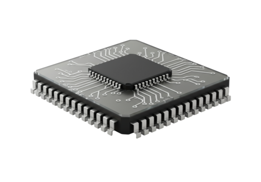Isolated Computer Chip Close-Up, Electronic Microprocessor Unit, Technology Component for Digital Devices - Powered by Adobe