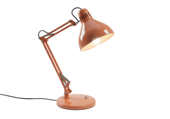 Isolated adjustable table lamp with light bulb, task lighting for workspace or desk