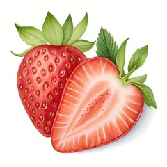 Watercolor Strawberry Slice Illustration