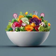 Vibrant and fresh mixed vegetable salad in a white bowl