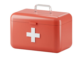 Fototapeta premium Isolated first aid kit with handle, medical container for emergencies, health care supply