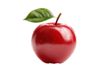 3d illustration icon set of red apple with leaf isolated on transparent background, PNG for poster banner cover design