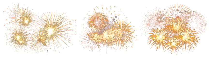 Obraz premium PNG Vibrant festive fireworks display, element set on transparent background