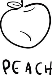 (Peach) hand drawn Fruit icons. Vector illustration.	
