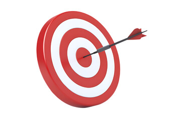 Dart hitting center of target success achievement focus accuracy isolated