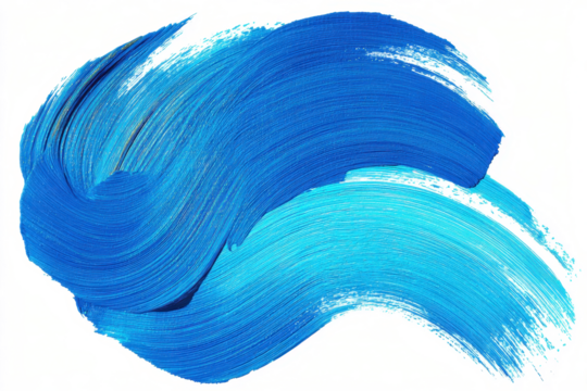 Abstract blue watercolor paint brush stroke flow texture PNG transparent background isolated graphic resource. Vibrant azure, cyan, cerulean color art shape