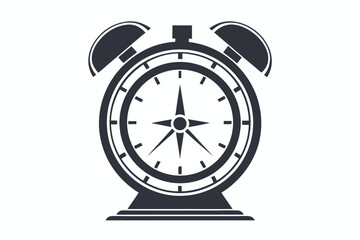 Dark Alarm Clock Isolated on White Background Style Time Symbol Design