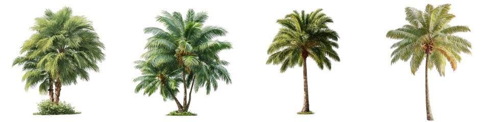 Obraz premium tropical palm trees collection showing lush green foliage on transparent background