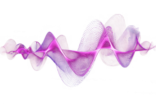 Abstract purple music wave form shape transparent PNG isolated white background. Electronic rhythm frequency