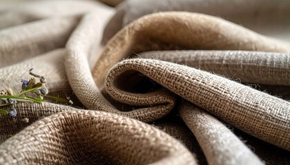 Fototapeta premium Soft Organic Cotton Knit Fabric Texture in Beige and Brown Tones