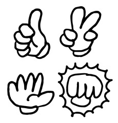 手描き風アイコンセット シンプルな線画イラスト ベクター