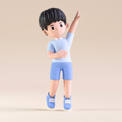 3D rendering of a cartoon student character