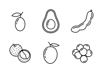 A vibrant collection of fresh fruit and vegetable icons celebrating healthy eating and natural ingredients for culinary use and wellness promotion
