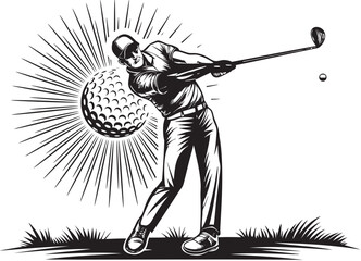 Obraz premium Golf Player Mountain Course Club Man Logo Sign