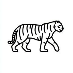 Linear Tiger Icon. Wildlife Mammal Animal in Line Style Graphic
