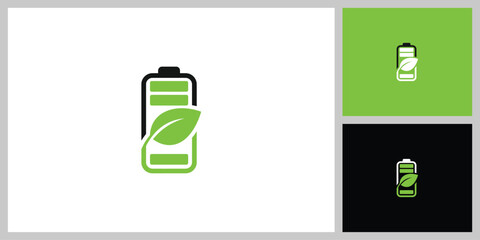 Green Battery Icon Vector - Eco Energy and Power Symbol