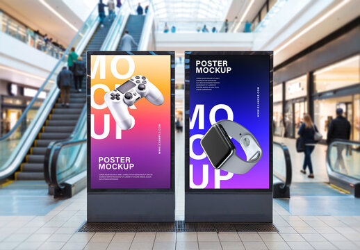 Modern Shopping Mall Dual Poster Mockup
