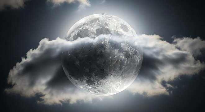 Full Moon Night Sky Clouds.