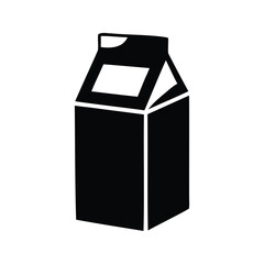 A black and white silhouette of a typical gable top carton package, soy milk carton silhouette vector illustration