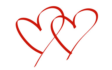 two red hearts ribbon