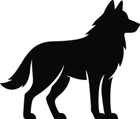 Wolf silhouette, minimal black vector transparent