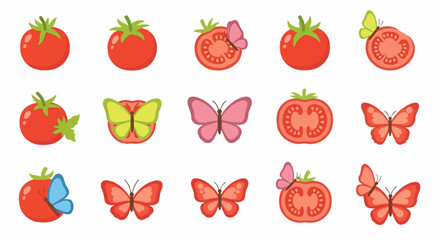 Vibrant tomato butterfly arrangement showcasing nature's whimsical interplay and summer essence