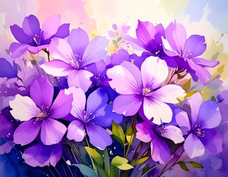 Vibrant purple and white flowers in a bouquet - Powered by Adobe