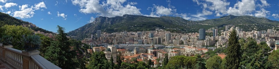 Obraz premium Monte-Carlo, Monaco. Cityscape Panorama with Greenery in Cote d'Azur, France