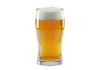 Isolated pint of beer with froth, golden brew alcoholic beverage in a glass, lager liquid refreshment