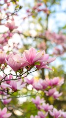 Fototapeta premium Blooming magnolia blossoms in spring