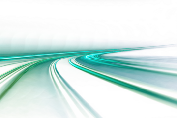 blur green glowing light streak and laser speed motion effect, glowing speed line on night road, blur flash curves neon line wave