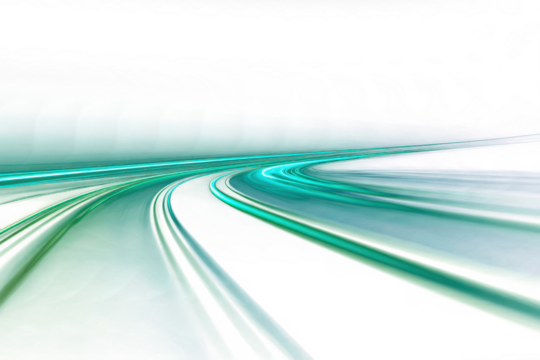 blur green glowing light streak and laser speed motion effect, glowing speed line on night road, blur flash curves neon line wave