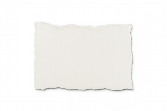 Blank white ripped paper with torn edges on a transparent background, ideal for adding text or designs
